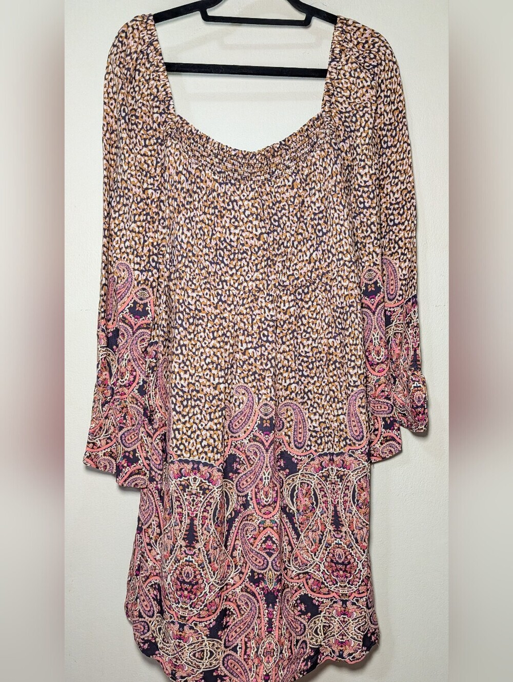 Maeve Milou Smocked Mini Dress Leopard Paisley Blue Pink Yellow NEW Women's L